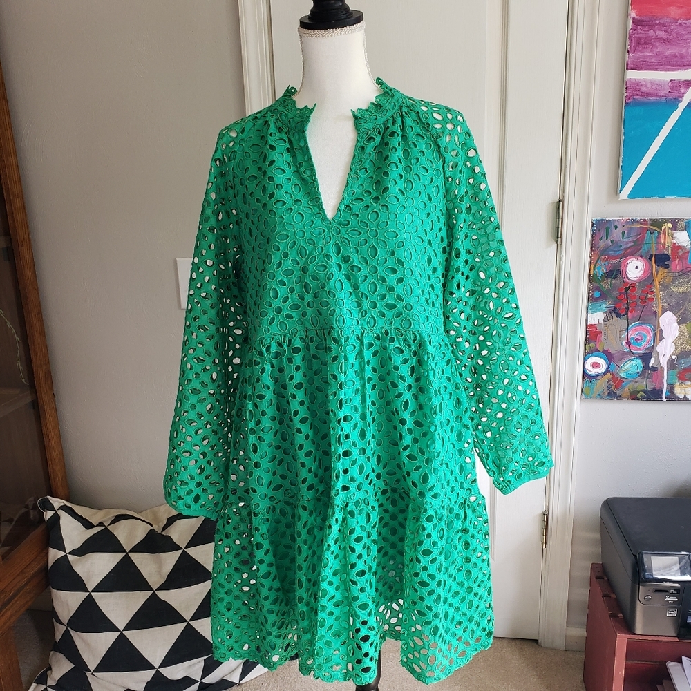 J. Crew Green Long Sleeve Dress